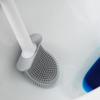 Flexible Silicone Toilet Brush With Holder Leakproof Soft Toilet Bowl Cleaner Brush Bathroom Wall Mounted Toilet Cleaning Brush