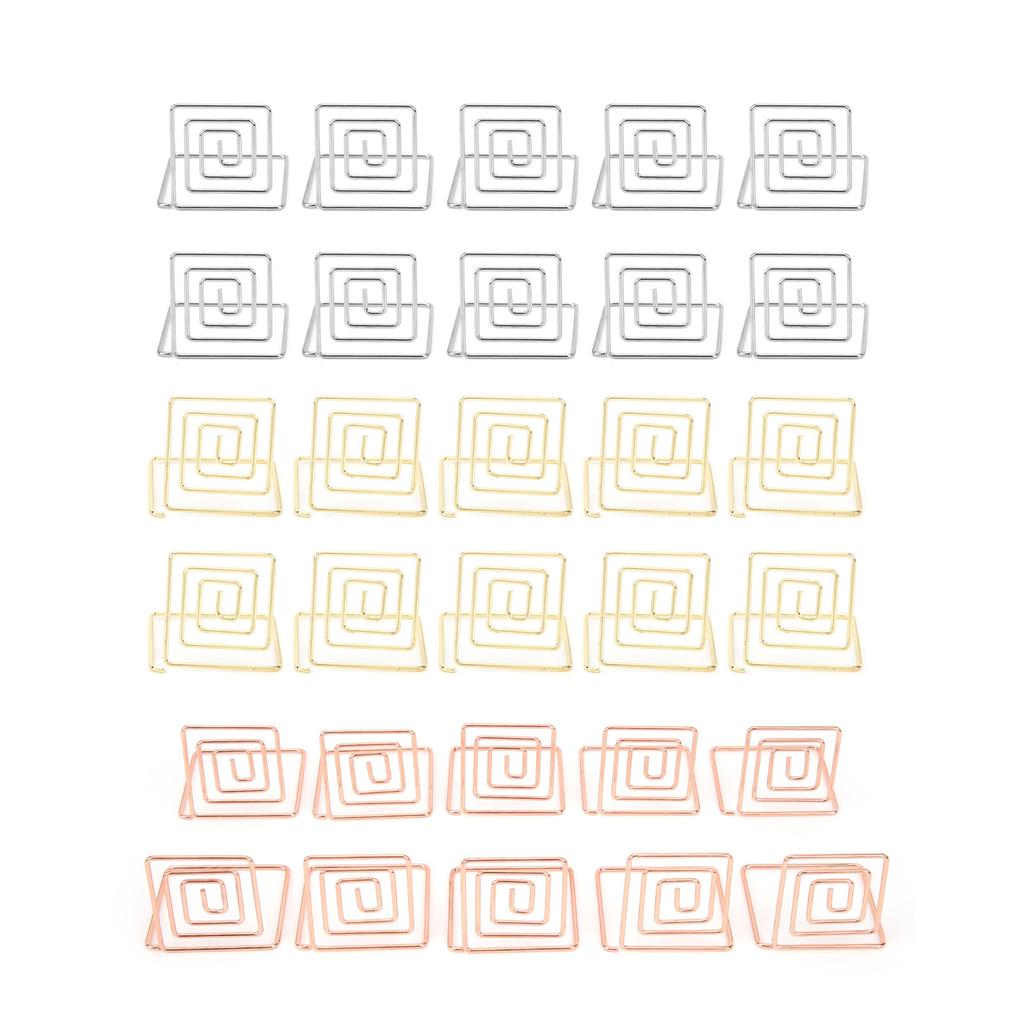 10Pcs Business Card Holder Mini Cute Metal Desktop Message Display Stand for Table Number Photo Memo