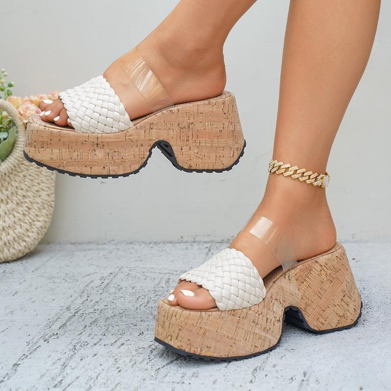 

Обувь на толстой подошве Шлепанцы Клиновидный каблук Пляжные шлепанцы 34 абрикосовый