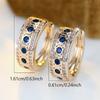 Trendy Crystal Blue Zircon Round Hoop Earrings For Women Vintage Gold Color Wedding