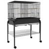 Indoor Bird Cage with Tray, Shelf and Wheels with Brakes, 85x49x119 Cm, Black