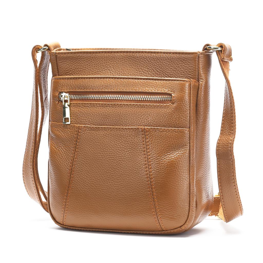 Genuine Leather Bag Ladies Shoulder Bag Multi Compartment Crossbody Bag Cowhide Shoulder Crossbody Bag