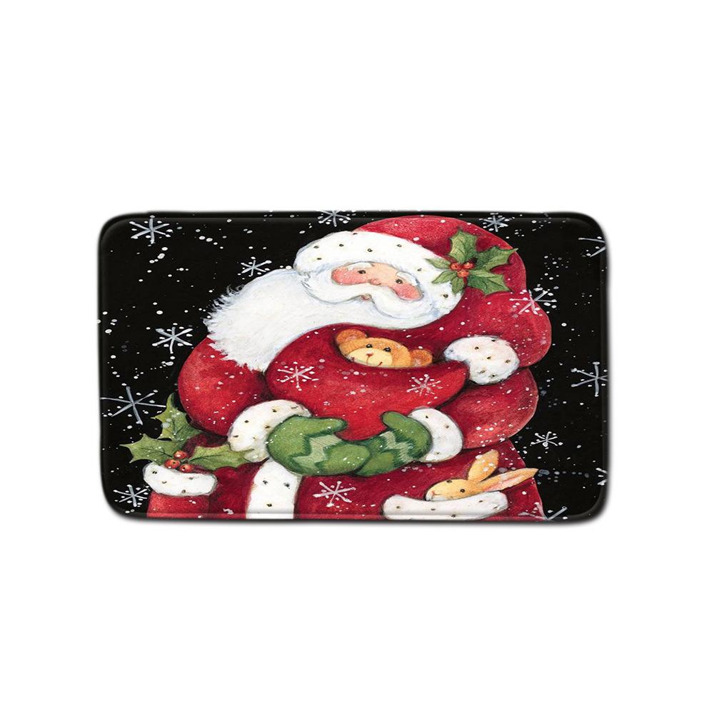 Christmas Shower Curtain Floor Mat Combination Four-Piece Set Bathroom Non-Slip Mat Toilet Absorbent Door Mat Carpet