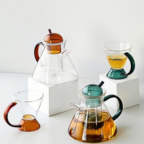 OULOVECO Teapot, Lightweight, High-Quality Nordic Design, Heat-Resistant Glass Teapot, Suitable for Direct Heat, Perfect for Fruit Tea, Afternoon Tea,