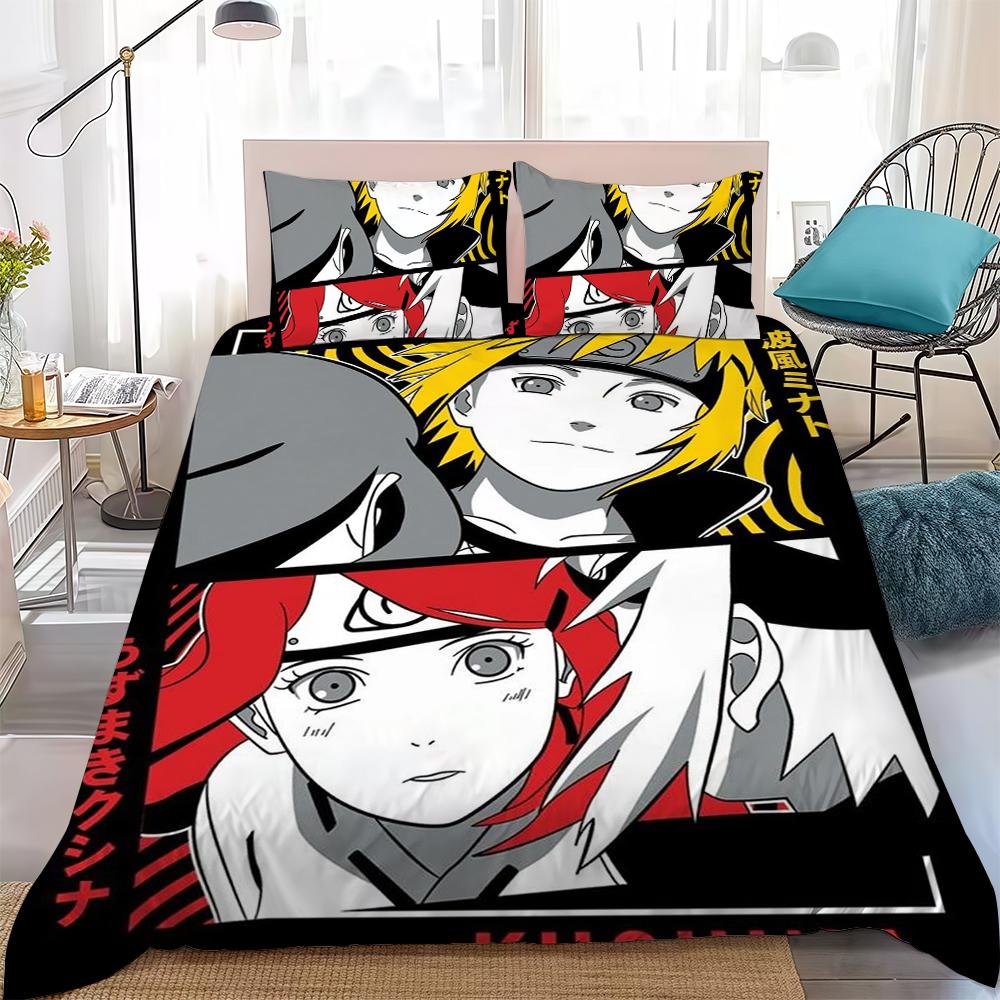 

M-Minato N-Namikaze Duvet Cover Set Home Style Bedding Soft Laundry Cotton Bed 3 Piece Set Student Dormitory Gift 135x200cm