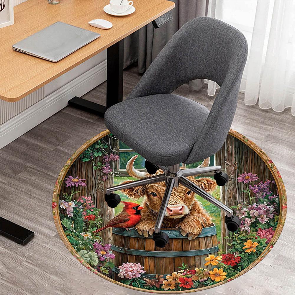 

1PC calf cardinal Office Round Area Rug, Under Office Chairs Bedroom Living Room Home Decor, Carpet for Office -1110103 80cm by 80cm