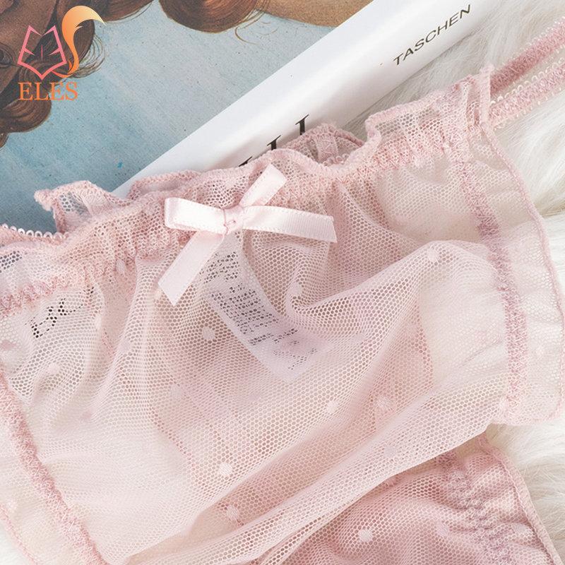Cheap Sexy Women's Underpants Lace Hollow Out Panties Bow Transparent