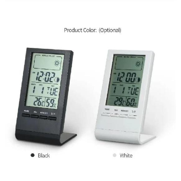 Mini Digital Thermometer Hygrometer Indoor Temperature Humidity Meter Gauge Clock Weather Station Forecast Max Min Value Display