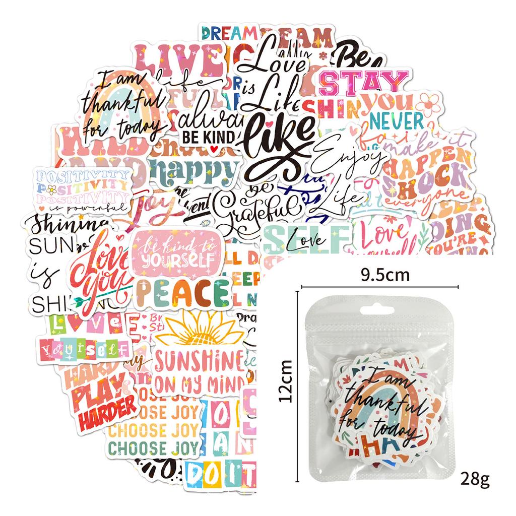 Suitcase Stickers 50 Stars Reading Holographic Flowers Inspirational Tablet Helmet Vinyl Water Bottle Laser Stickers