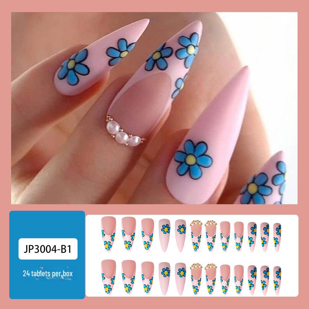 Long T-Point Diamond Jelly Glue False Nails - Press-On Nail Art Tips