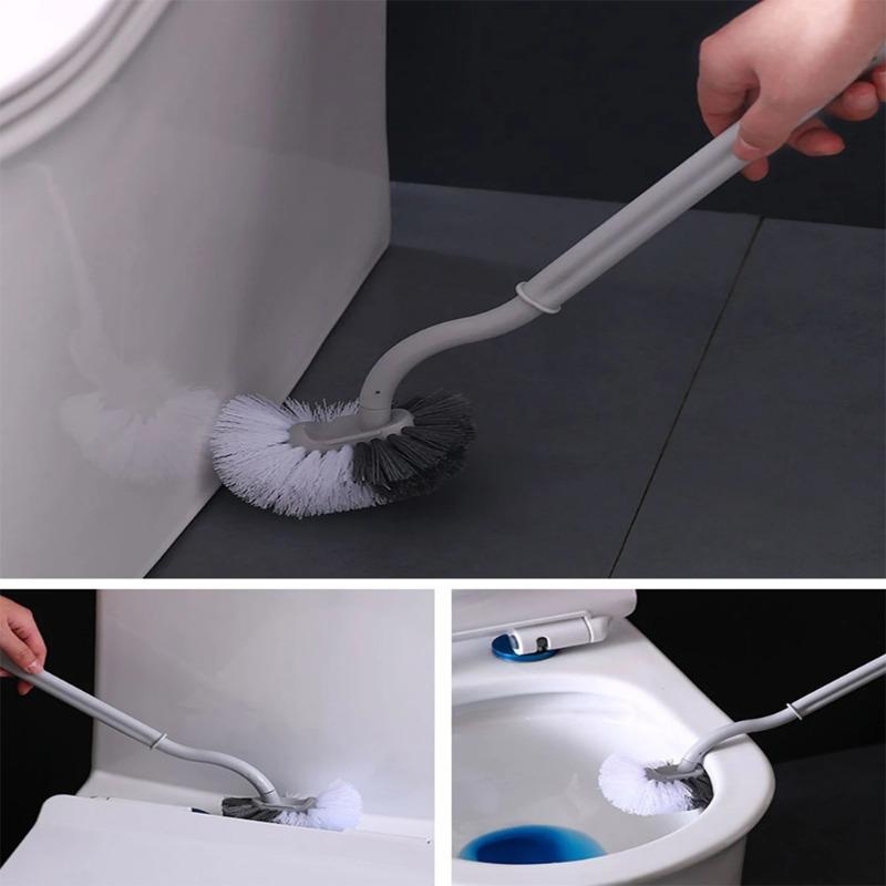 Shaped Toilet Brush with No Dead Corners Long Handle for Wall Mounted Household Bathroom Cleaning Brush Corner Seam Cleaning