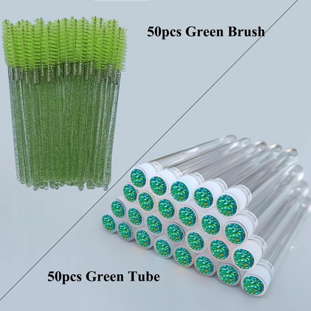 50 Stück wiederverwendbare Wimpernbürstenrohre, Harzbohrer, austauschbare Augenbrauenbürstenrohre, Mascara-Zauberstab für die Wimpernverlängerung