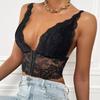 European & American Sexy Lace Front Buckle Sheer Camisole