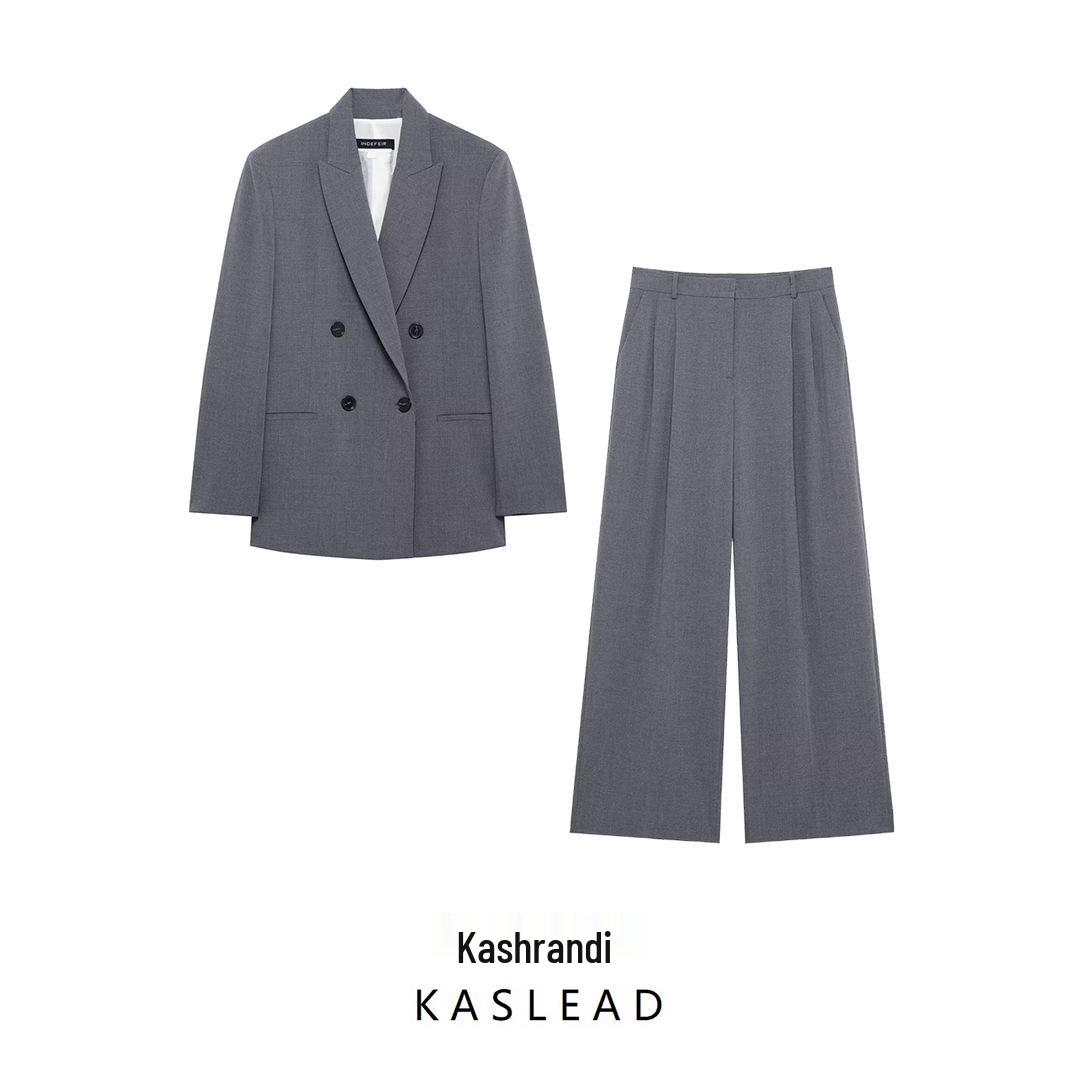 

Spring 2025 Women s European & American Style Padded Shoulder Suit Jacket with Casual Pants S