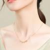 Gold-tone Steel and Rhinestone Clover Heart Necklace