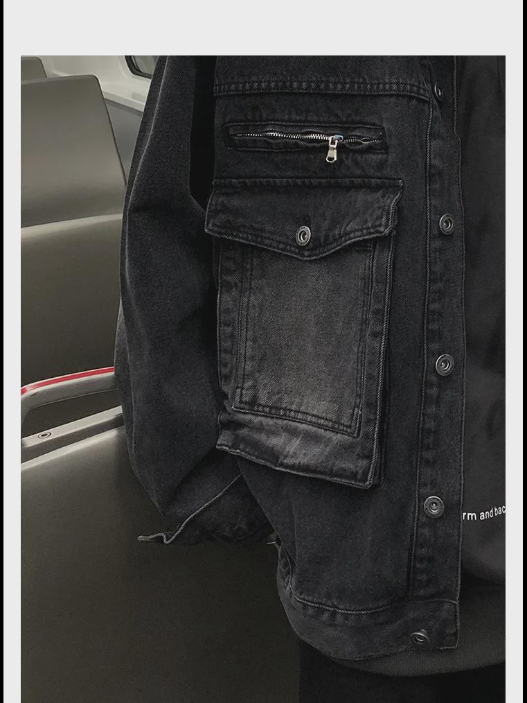 Boys' Retro Denim Jacket with Lapel, Zipper, and Faux Pockets - Loose Fit for Autumn/Winter 2023