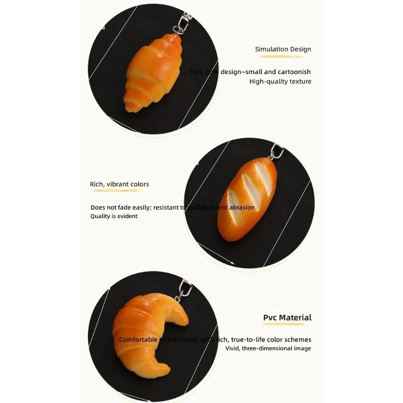 Adorable Mini Bread Keychain Cute Realistic Food Toy Charm Bread Key Holder For Keys Bags Backpacks And DIY Crafts
