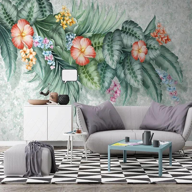 Photo Wallpaper Modern Hand Painted Tropical Plants Flowers And Birds Murals Living Room Tv Sofa Bedroom Home Decor Wall Mural