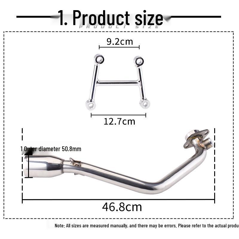 Applicable PGO Tigra 150ABS Exhaust: Blue Stainless Steel Front + Carbon Fiber Tail Section