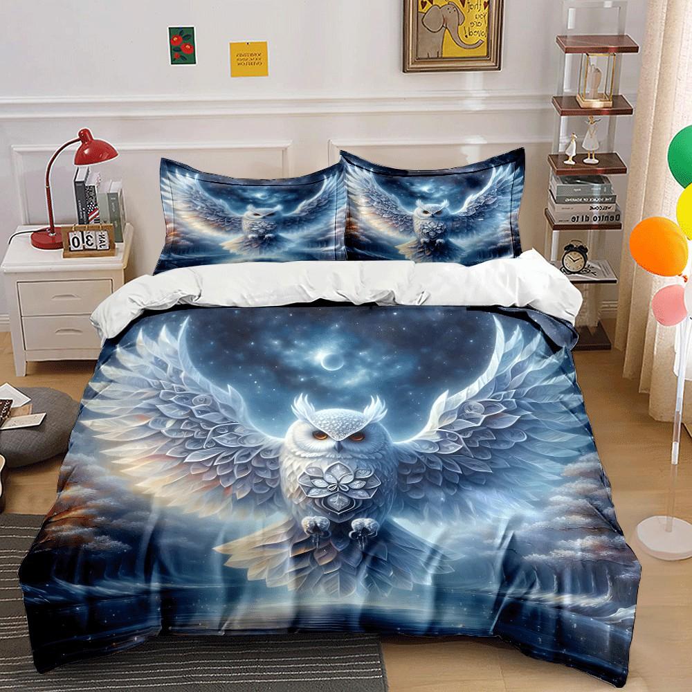 Elegant Owl Night Forest Set Exquisite Three-Piece Bedding Set Gift For Kids And Adults