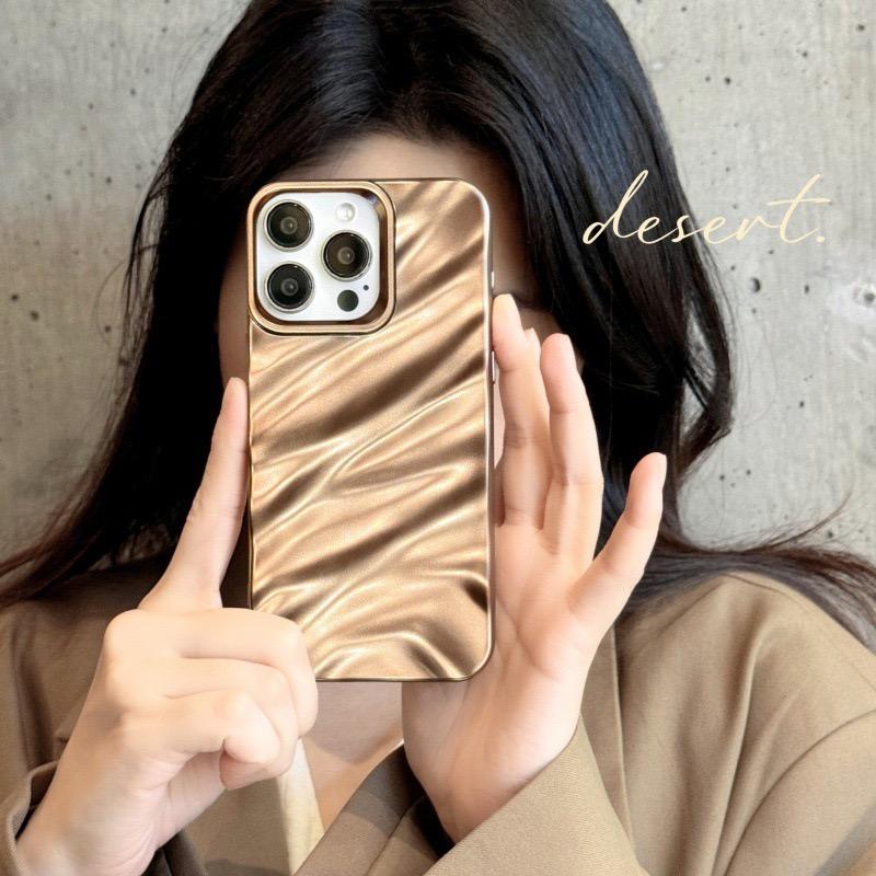 Luxury Plating Wave Pattern Glossy Case For iPhone 17 Air 16 15 14 13 12 11 Pro Max X XS XR Plus SE Fashion Bright Bumper Cover