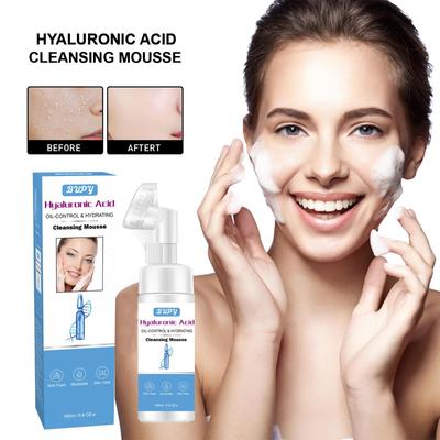 Moisturizing Facial Cleansing Mousse with Hyaluronic Acid for Refreshing and Deep Cleansing