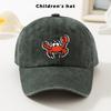Cartoon Crab Graphic Washed Denim Baseball Cap Cute Animal Print Adjustable Outdoor Sun Hat for Teens