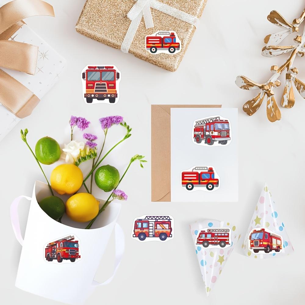 500 ks Samolepky Hasičské Auto Hasič Samolepicí Lesklý Povrch Dárkové Tašky Zapečeťování Obálek Párty Dekorace Kancelářské Potřeby
