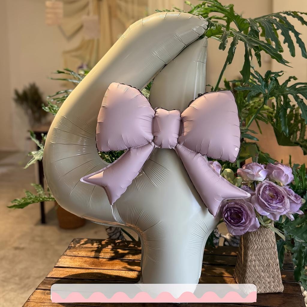 2 pcs/set 32inch cream digital with pink bow aluminum foil balloons suitable for decorating outdoor party scenes for birthdays