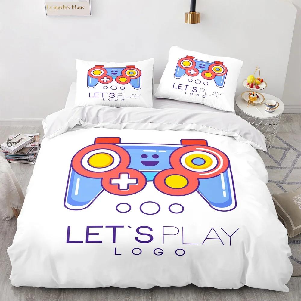 Ensemble Housse de Couette Imprimée Jeu Manette de Jeu Vidéo Ensemble de Literie pour Enfants Adolescents Garçons Chambre Housse de Couette avec Taie d'Oreiller