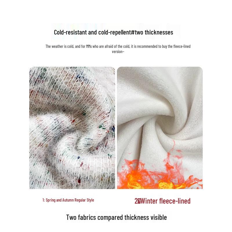 Rainbow High-Waisted Knitted Wide-Leg Pants - Women's Korean Style, Small Size, Autumn/Winter 2025 Collection