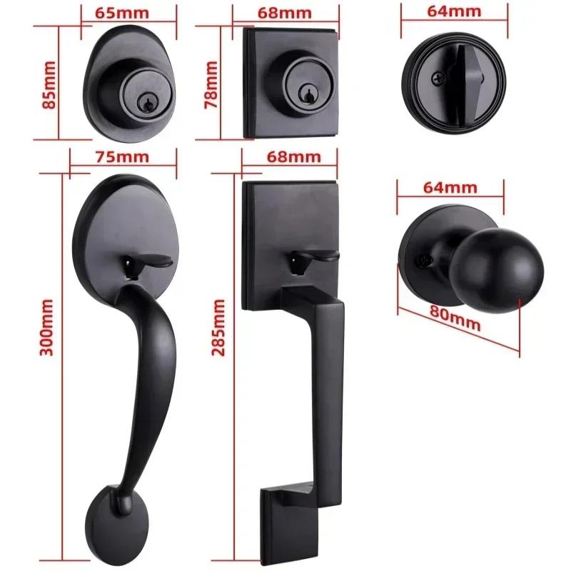 1 Set Zinc Alloy Door Locks European Style American Outdoor Door Lock Villa Entrance Door Large Handle Anti-theft Lock with Key
