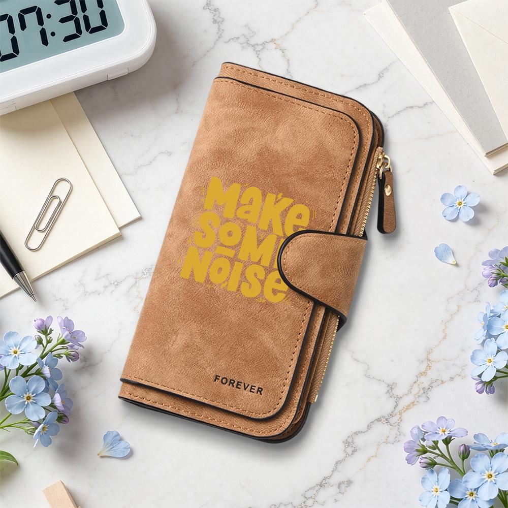 Trendy Text Print Long Wallet Casual Multislot Portable Purse Stylish Slim Daily Carry Wallet