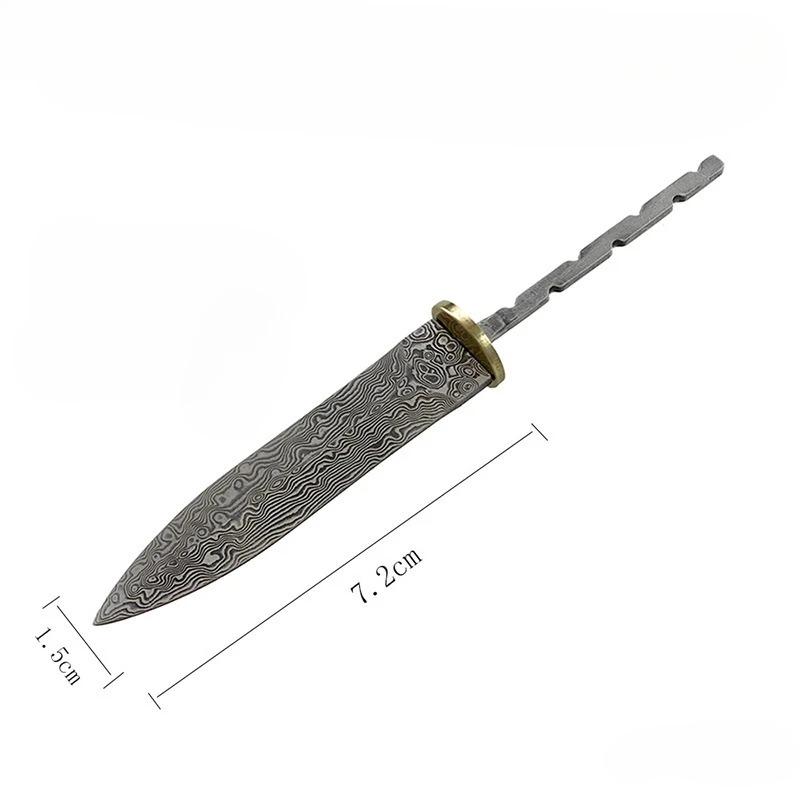 DIY Semi-finished Damascus Steel Pattern Pu'er Tea  Knife Blank Accessories for Pu'er & Dark Tea Ceremony DIY Knife Cutter Tool
