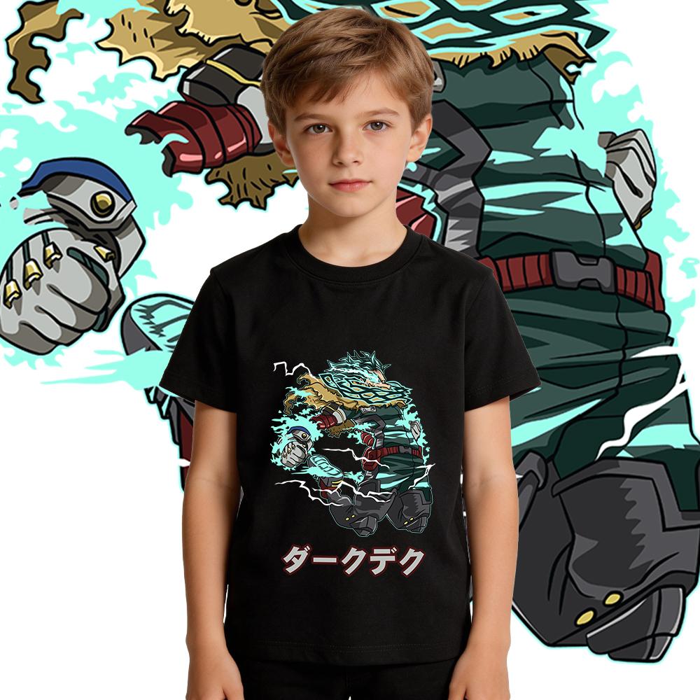 Pure Cotton My Hero Academia Midoriya Anime Print Kids Boys Girls T Shirt Casual Summer Top Soft Breathable Clothes