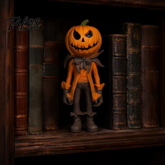Unique Holiday Interior Ornaments Halloween Pumpkin Man Figurine, Resin Figure, Classic Ghost Desktop Decoration for Home Face Ornament Tabletop