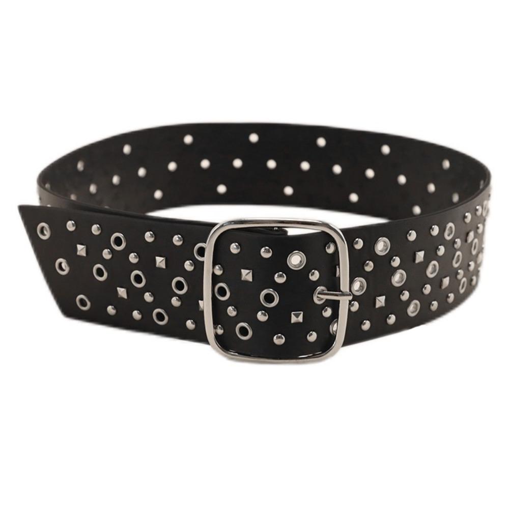 Harajuku Wide Waistband Rivet PU Leather Belt Retro Cowgirl Belt  Dress
