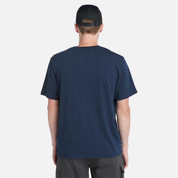 Timberland Outdoor Casual Breathable Short Sleeve Round Neck T-Shirt Men Tops Deep-Sapphire-Blue A5V87-433