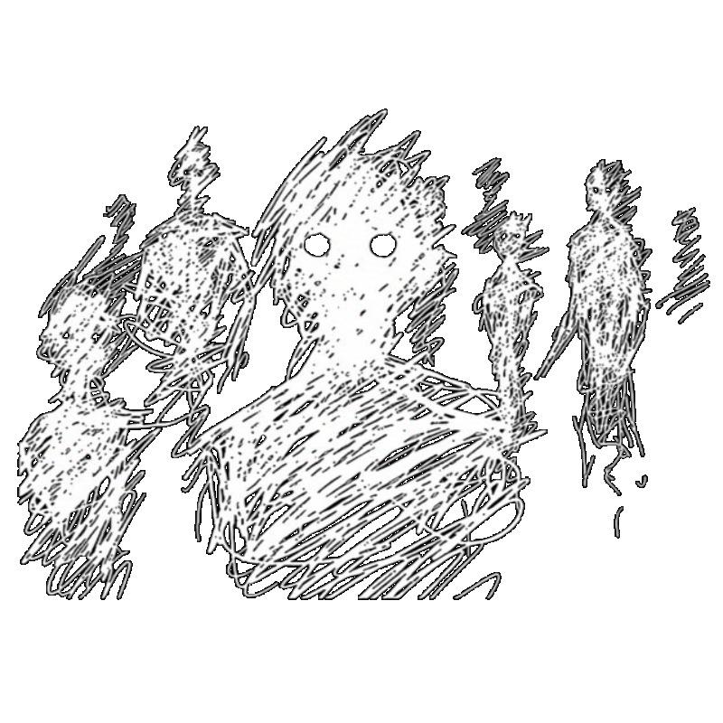 Black T Shirt with Abstract Human Figures Sketch Print for Casual Wear