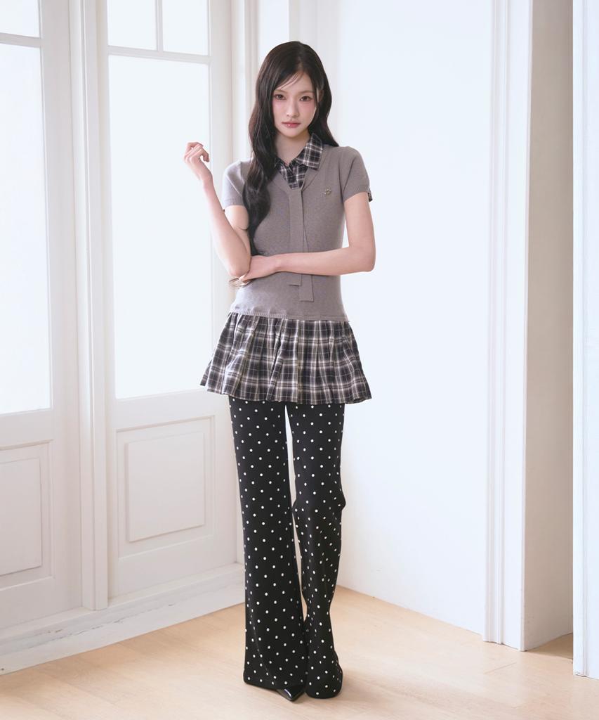 The Green Lab Girlish Check Layered Dress [Melange Gray]