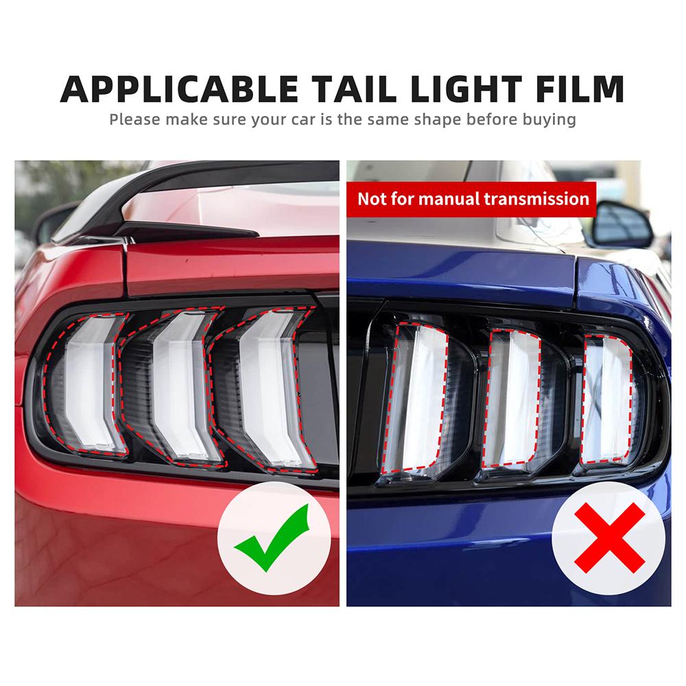 Smoke Black TPU Paint Protective Foil for Ford Mustang 2018-2023 Headlight and Tail Light