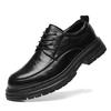 Fashion Spring Men Genuine Leather British Style Thick Bottom Business Dress Leather Shoes Fashion Brand Comfortable Blok Leather Shoes