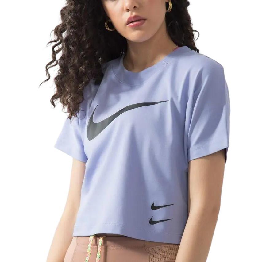 Nike Crop Tops Women's Light Purple Crew Neck Moderate CJ3764-569