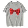 Original Summer Couple Short-sleeved Silver Bow Printed Round Neck Fashionable Casual T-shirt Summer Couple Wear