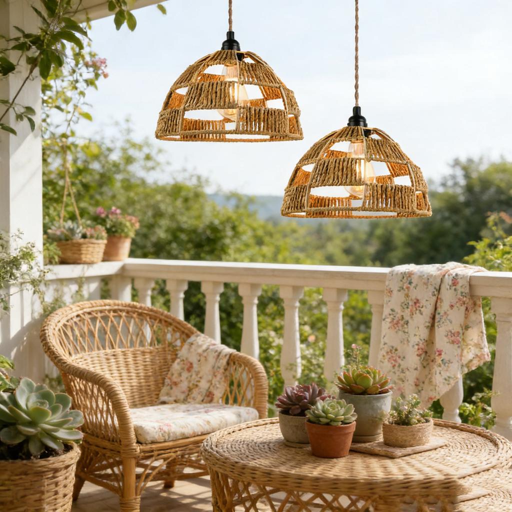 Ručně pletené vintage stínidla závěsných lamp