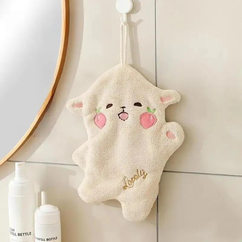 Double Layer Hand Towel Hanging Cartoon Square Scarf Thick Absorbent Towel Coral Velvet Double Layer Cute Tong Hand Towel
