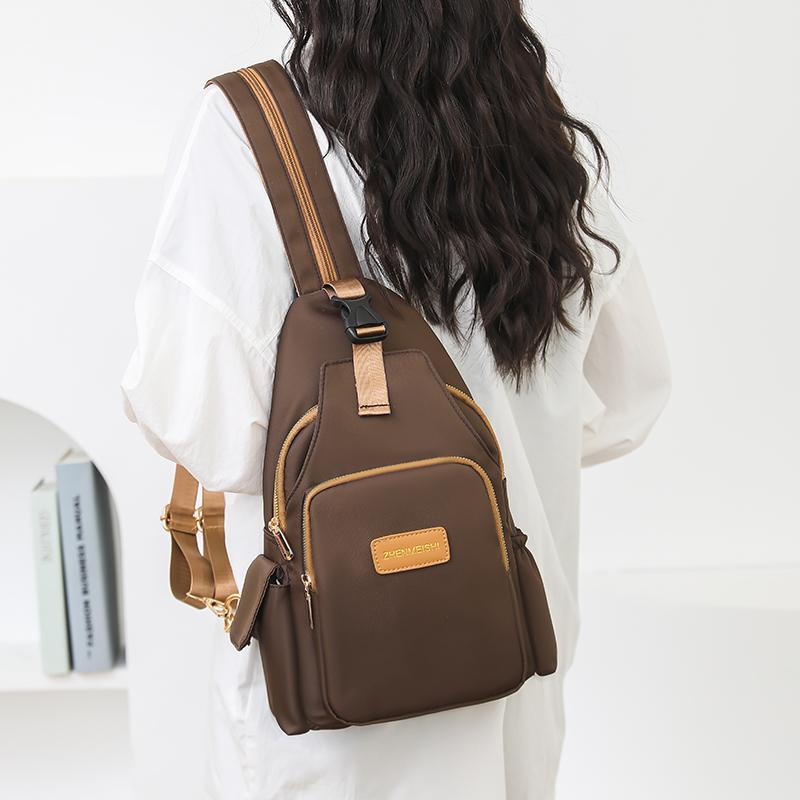 Large Capacity Backpack Water-Repellent Nylon Bag Multi-Functional Chest Bag Women's Travel Shoulder Bag