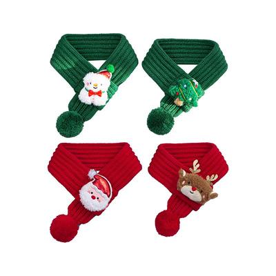 Festive Cartoon Reindeer & Snowman Knitted Wool Pet Scarf for Cats & Puppies