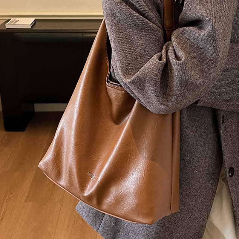 Slack retro big bag women's 2025 new fashion simple women's shoulder bag large capacity commuter tote bag