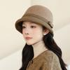 In The Elderly Autumn and Winter Bucket Hat Female British Style Top Hat Warm Woolen Bucket Hat Fashion Basin Hat